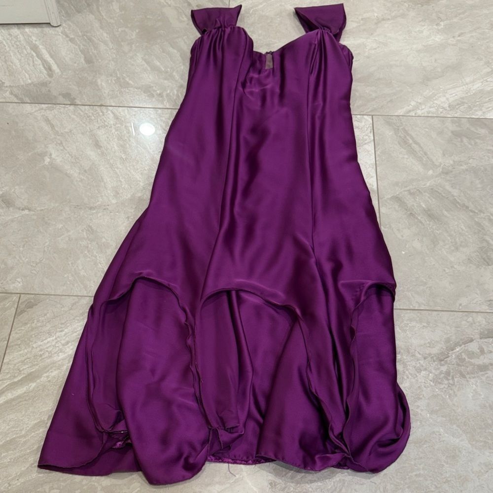 Rene Ruiz Vibrant Purple High Low Gown